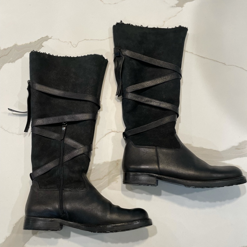 Via Spiga Black Leather Boots